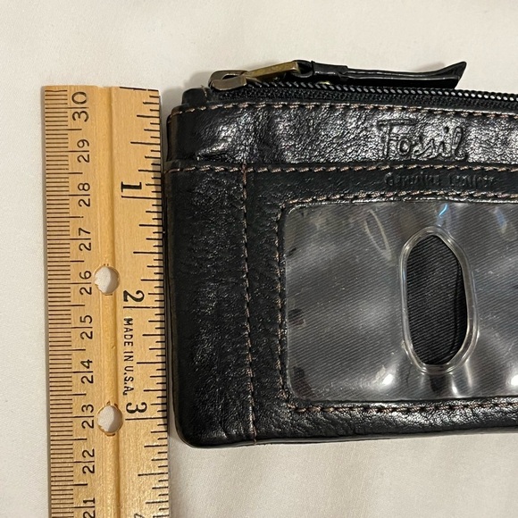 Fossil ID Zip Pouch Wristlet, Black Leather - Picture 8 of 9